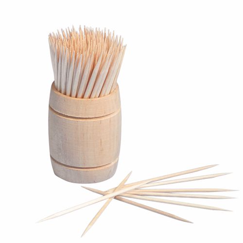 Zahnstocher, Holz "pure" rund 6,8 cm im Spender aus Holz