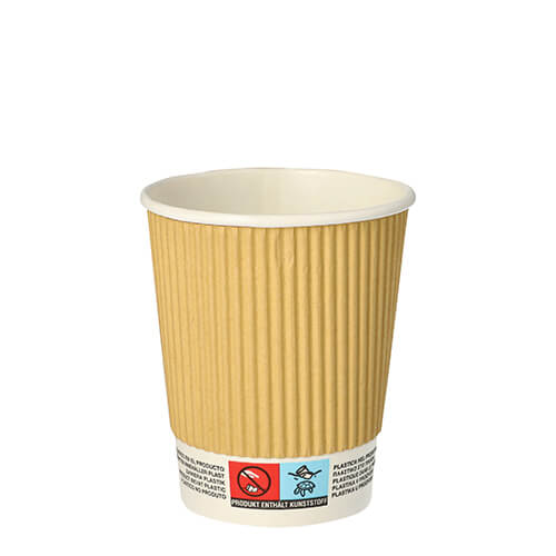 20 x 10 Trinkbecher, Pappe 0,2 l Ø 8 cm · 9 cm natur Ripple Wall