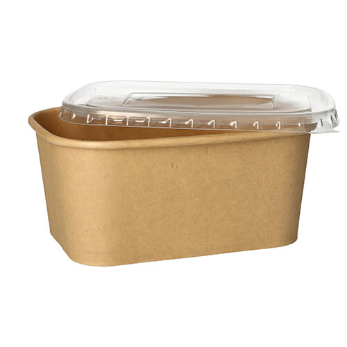 Verpackungsbecher, Pappe rechteckig 1000 ml 7,5 cm x 17,3 cm x 12,3 cm braun "100% Fair"