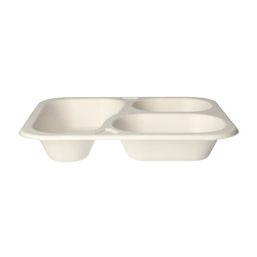 Siegelschalen, Zuckerrohr 3-geteilt 4,2 cm x 21,2 cm x 25 cm weiss