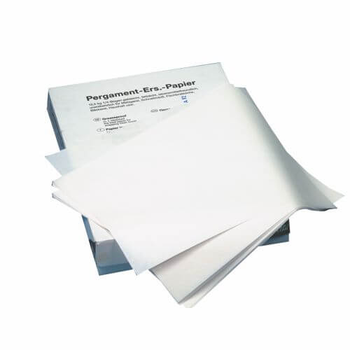 1 x Pergament-Ersatz, 1/8 Bogen "pure" 37,5 cm x 25 cm weiss à 12,5 kg, fettdicht