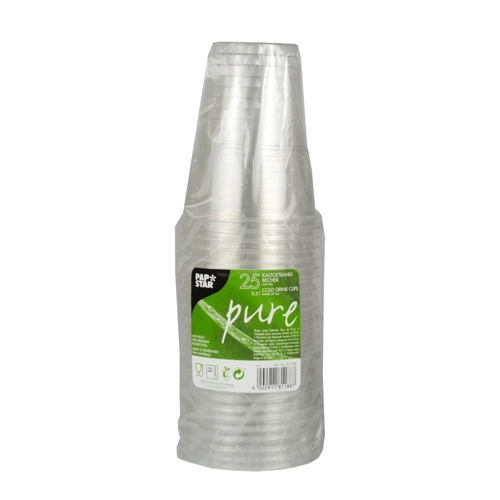 Kaltgetränkebecher, PLA "pure" 0,3 l Ø 9,5 cm · 11 cm glasklar mit Schaumrand