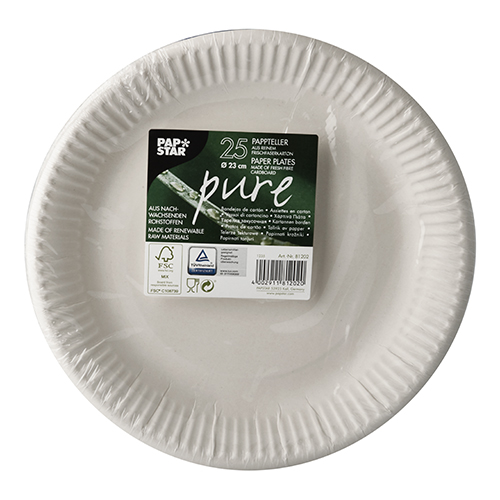 Teller, Pappe "pure" rund Ø 23 cm weiss