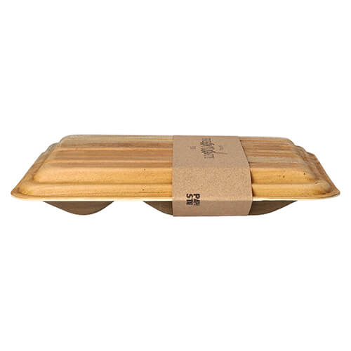 Trays, Palmblatt "pure" 2-geteilt 5,5 cm x 17,5 cm x 25,5 cm mit Deckel und Banderole
