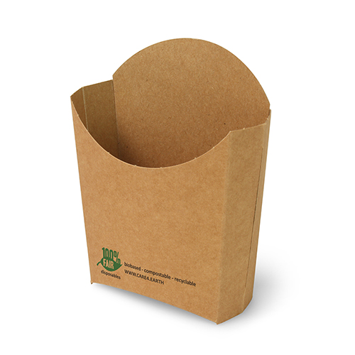 Pommes-Frites-Schütte, Pappe "pure" 13,9 cm x 13,4 cm x 4,2 cm braun "100% Fair" klein