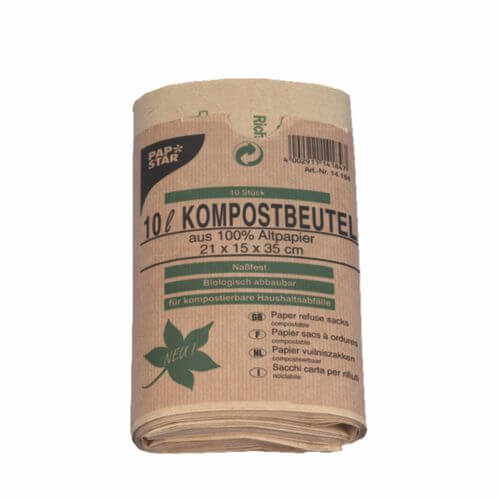 20 x 10 Abfallbeutel Kraftpapier 10 l 35 cm x 21 cm x 15 cm braun