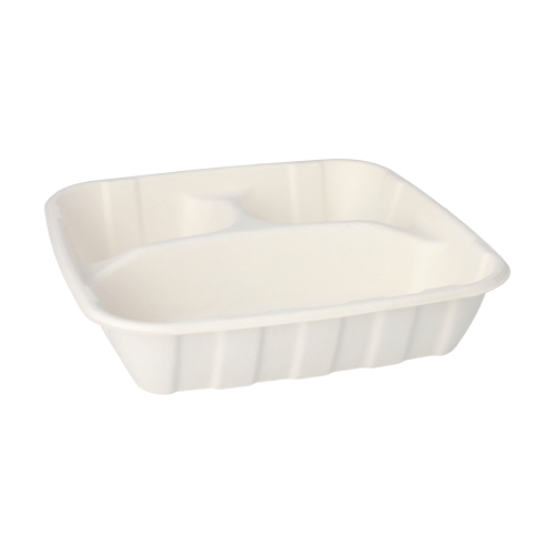 4 x 25 Teller Zuckerrohr "pure" 3-geteilt 5 cm x 22,8 cm x 22,8 cm