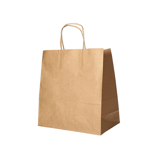Tragetaschen, Papier 27 cm x 32 cm x 17 cm braun mit gedrehtem Tragegriff
