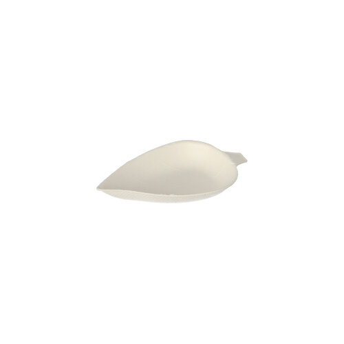 10 x 50 Fingerfood - Teller, Zuckerrohr "pure" 1,2 cm x 6 cm x 8 cm weiss "Leaf"