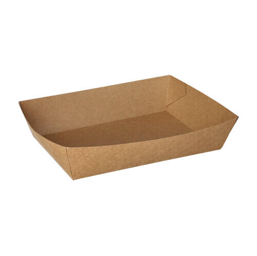 8 x 50 Snacktrays, Pappe "pure" 4 cm x 11 cm x 16 cm braun