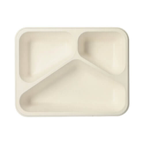 Siegelschalen, Zuckerrohr 3-geteilt 4,5 cm x 17,5 cm x 22,5 cm weiss
