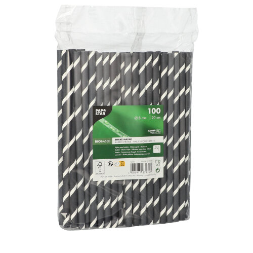 Shake-Halme, Papier Ø 8 mm · 20 cm schwarz/weiss "Stripes"