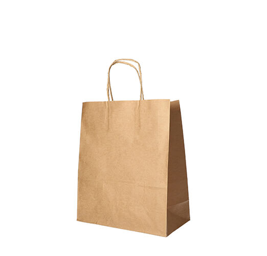 Tragetaschen, Papier 28 cm x 22 cm x 10 cm braun mit gedrehtem Tragegriff
