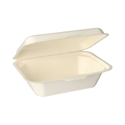 5 x 25 Menüboxen, Zuckerrohr "pure" ungeteilt 6 cm x 18 cm x 12,5 cm weiss