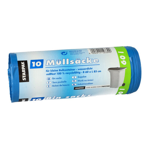 9 x 10 Müllsäcke, LDPE 60 l 85 cm x 60 cm blau