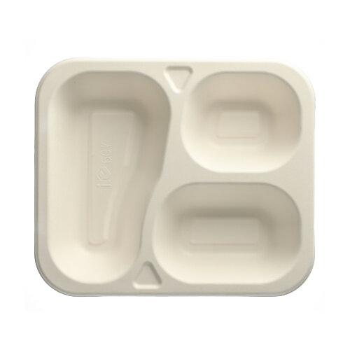 Siegelschalen, Zuckerrohr 3-geteilt 4,2 cm x 21,2 cm x 25 cm weiss