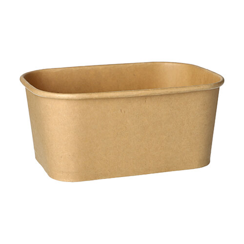 Verpackungsbecher, Pappe rechteckig 1000 ml 7,5 cm x 17,3 cm x 12,3 cm braun "100% Fair"