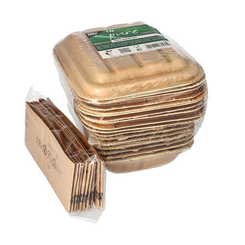Trays, Palmblatt "pure" eckig 5,5 cm x 13,5 cm x 17,5 cm mit Deckel und Banderole