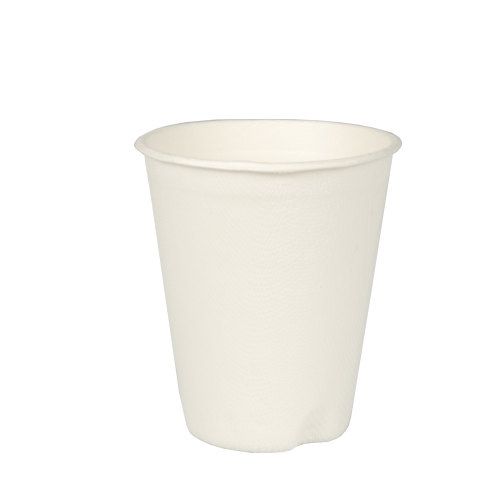 10 x 12 Trinkbecher, Zuckerrohr "pure" 0,2 l Ø 8 cm · 9,1 cm weiss für Heißgetränke