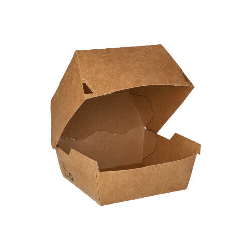 5 x 80 Burgerboxen, Pappe 7,8 cm x 9 cm x 9 cm braun "100% Fair"