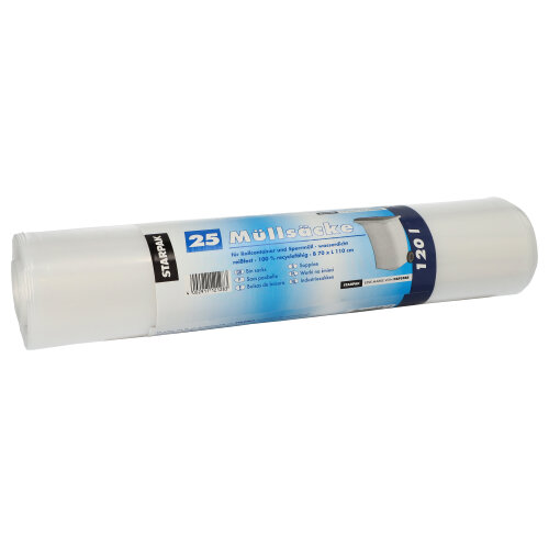 5 x 25 Müllsäcke, LDPE 120 l 110 cm x 70 cm transparent
