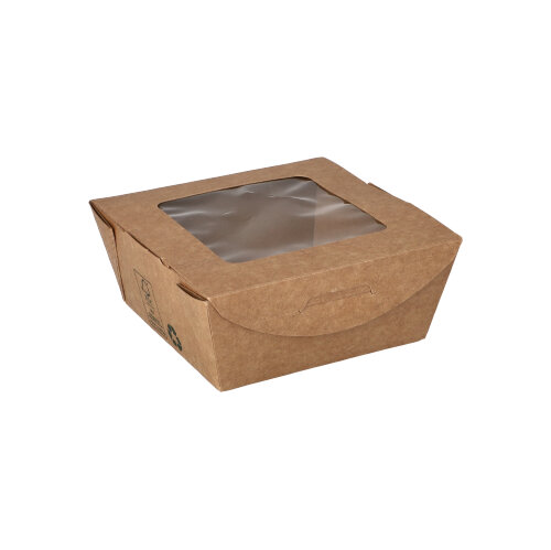 12 x 40 Feinkostboxen Pappe "pure" eckig 350 ml 4,5 cm x 9 cm x 9 cm braun "100% Fair"