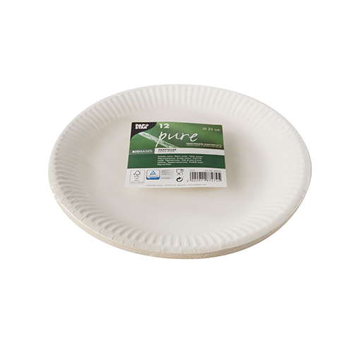 Teller, Pappe "pure" rund Ø 23 cm weiss