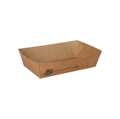5 x 80 Snacktrays, Pappe "pure" 3,5 cm x 7 cm x 12 cm braun "100% Fair" mittel