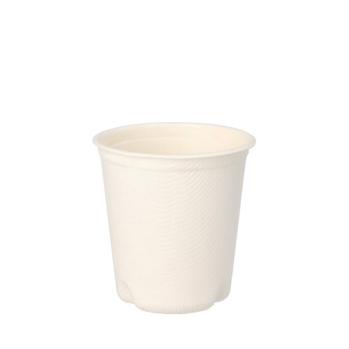 10 x 12 Trinkbecher Zuckerrohr "pure" 0,1 l Ø 6,3 cm · 6,5 cm weiss für Heißgetränke