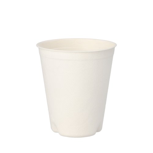 10 x 12 Trinkbecher Zuckerrohr "pure" 0,3 l Ø 9 cm · 10 cm weiss für Heißgetränke