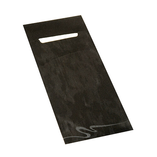 Bestecktaschen 20 cm x 8,5 cm schwarz inkl. weißer Serviette 33 x 33 cm 2-lag.