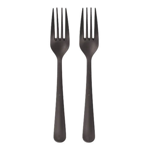 6 x 100 "Circulware" Mehrweg-Gabeln PP-MF 19 cm schwarz "Gaia" extra stabil, in Spenderbox