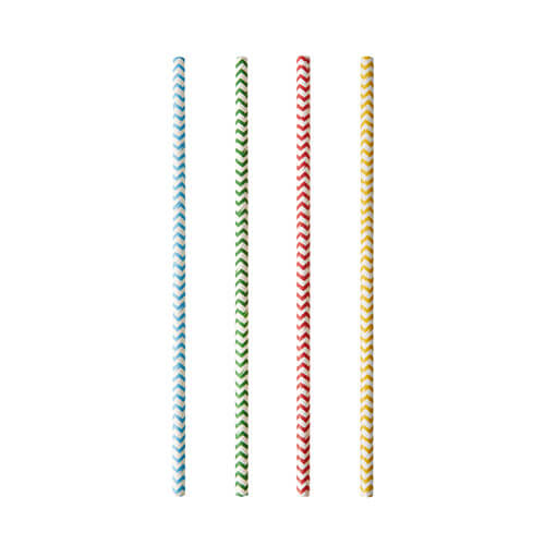 Trinkhalme, Papier Ø 6 mm · 20 cm farbig sortiert "Zig-Zag"