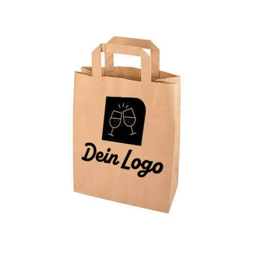 Individuell bedruckte Tragetaschen, Papier 28 cm x 22 cm x 10 cm braun mit Tragegriff