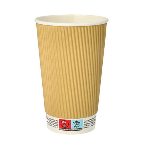 20 x 10 Trinkbecher, Pappe 0,4 l Ø 9 cm · 13,7 cm natur Ripple Wall