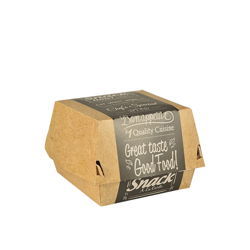Burgerboxen, Pappe "pure" 7 cm x 12,5 cm x 12,5 cm "Good Food" groß