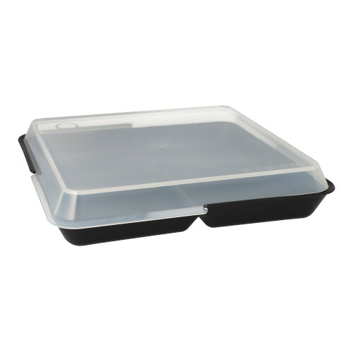 4 x 12 "Circulware" Mehrweg-Schalen Mix & Match eckig 2,9 cm x 23,4 cm x 23,4 cm schwarz