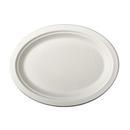 12 x 12 Teller, Zuckerrohr "pure" oval 26 cm x 20 cm x 2 cm weiss