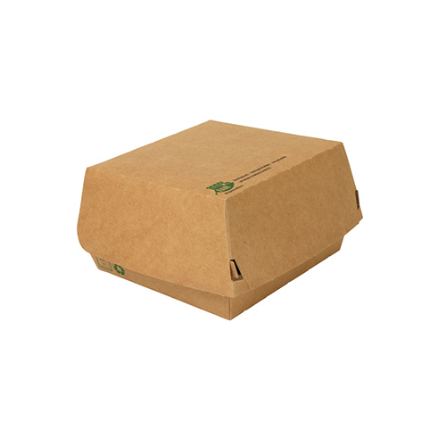 Burgerboxen, Pappe 7 cm x 12,5 cm x 12,5 cm braun "100% Fair" groß