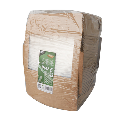 Feinkostboxen, Pappe mit Sichtfenster aus PLA "pure" eckig 1000 ml 4,5 cm x 18 cm x 13 cm bra