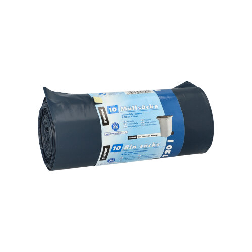 15 x 10 Müllsäcke, LDPE "blauer Engel" 120 l 110 cm x 70 cm blau/schwarz