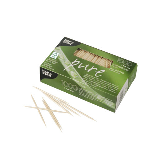 0 Zahnstocher, Holz "pure" rund 6,8 cm