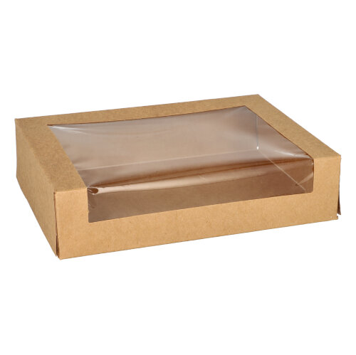 4 x 25 Sushi-Schalen, Pappe eckig 4,5 cm x 19,5 cm x 14 cm braun