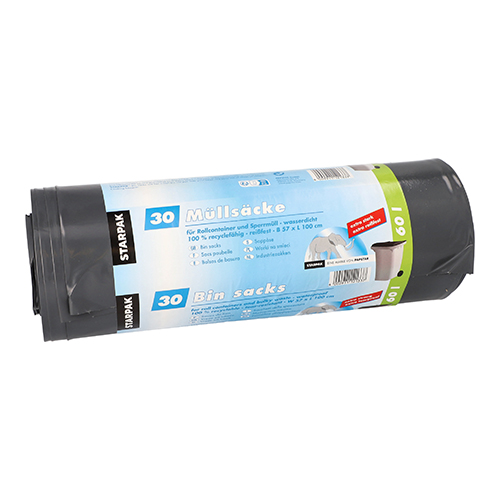 4 x 30 Müllsäcke, LDPE 60 l 100 cm x 57 cm schwarz extra stark und extra reißfest