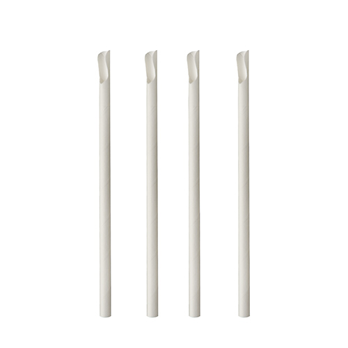 Trinkhalme mit Löffel, Papier "pure" Ø 8 mm · 20 cm weiss