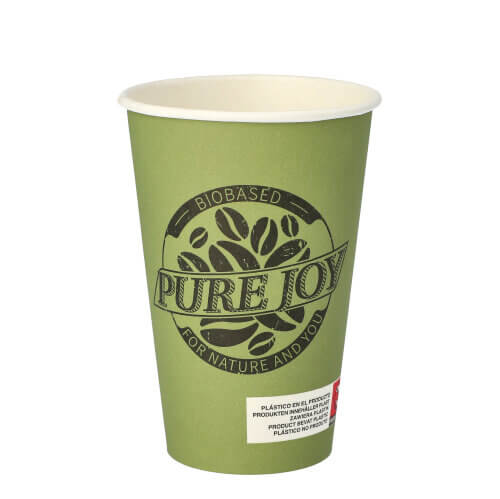 10 x 20 Trinkbecher, Pappe 0,3 l Ø 8 cm · 11,7 cm grün "Pure Joy"