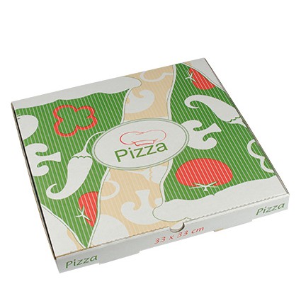 1 x 100 Pizzakartons, Cellulose "pure" eckig 33 cm x 33 cm x 3 cm