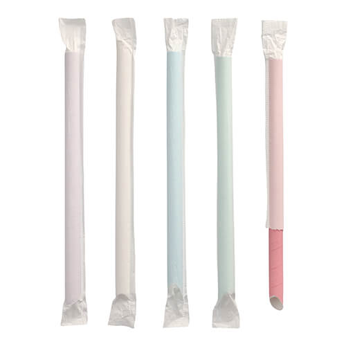 Bubble Tea Halme, Papier Ø 12 mm · 20 cm farbig sortiert einzeln gehüllt, einseitig spitz