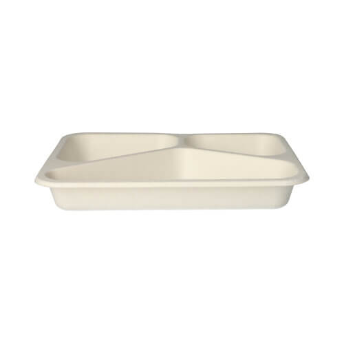 Siegelschalen, Zuckerrohr 3-geteilt 3 cm x 17,5 cm x 22,5 cm weiss